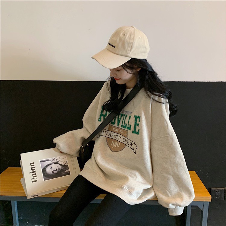 Áo sweater nữ form rộng hàn quốc 2021, áo sweater nữ nỉ dài tay sọc ngang đen trắng | BigBuy360 - bigbuy360.vn