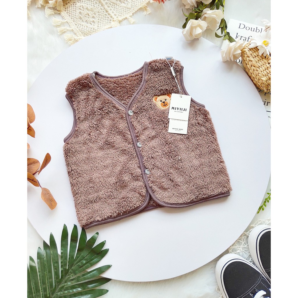 Áo Gilê lông cừu siêu mềm, siêu mịn cho bé 3-15kg - AGLLC0380 -