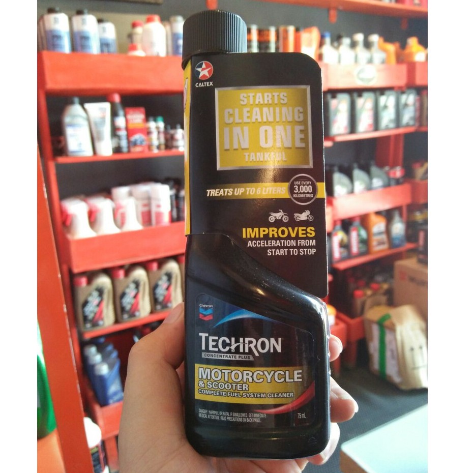 DUNG DỊCH PHỤ GIA TẨY CẶN CACBON, LÀM SẠCH ĐỘNG CƠ TECHRON CALTEX 75mlchamsocxe