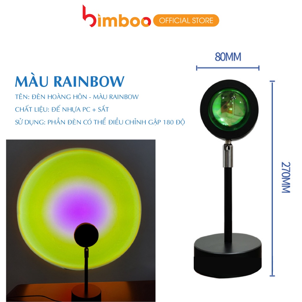 Đèn Sunset Hoàng Hôn Chính Hãng BIMBOO 4 Màu Chiếu Sáng Chụp Ảnh, Quay Tiktok