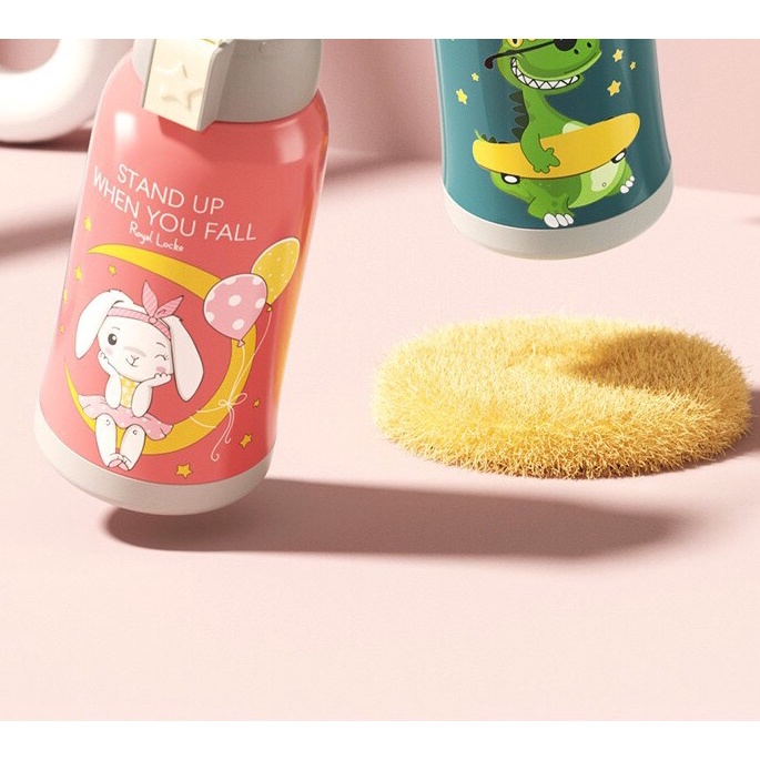 Bình Giữ Nhiệt Cho Trẻ em - Có Ống Hút, 2 Nắp Tiện Lợi, Chất Liệu Thép Không Gỉ inox 304 Cao Cấp, An Toàn Tuyệt Đối