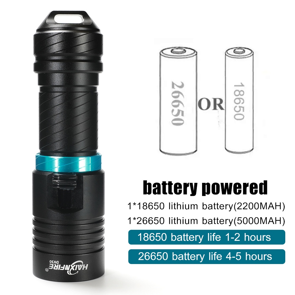Đèn Pin Lặn Biển HaixnFire DV30 2000LM Cree XM-L2 LED 100M Chống Thấm Nước