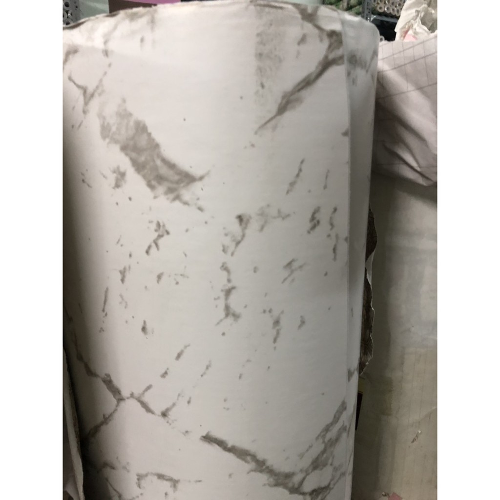 1M x 45cm Giấy dán tường có sẵn keo - đá hoa cương vân xám nền trắng