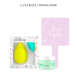[Membership GIFT] Combo Bông Mút Trang Điểm The Dou Rain Drop, Gương LXB, Mặt Nạ Đât Sét The Auragins 9ml