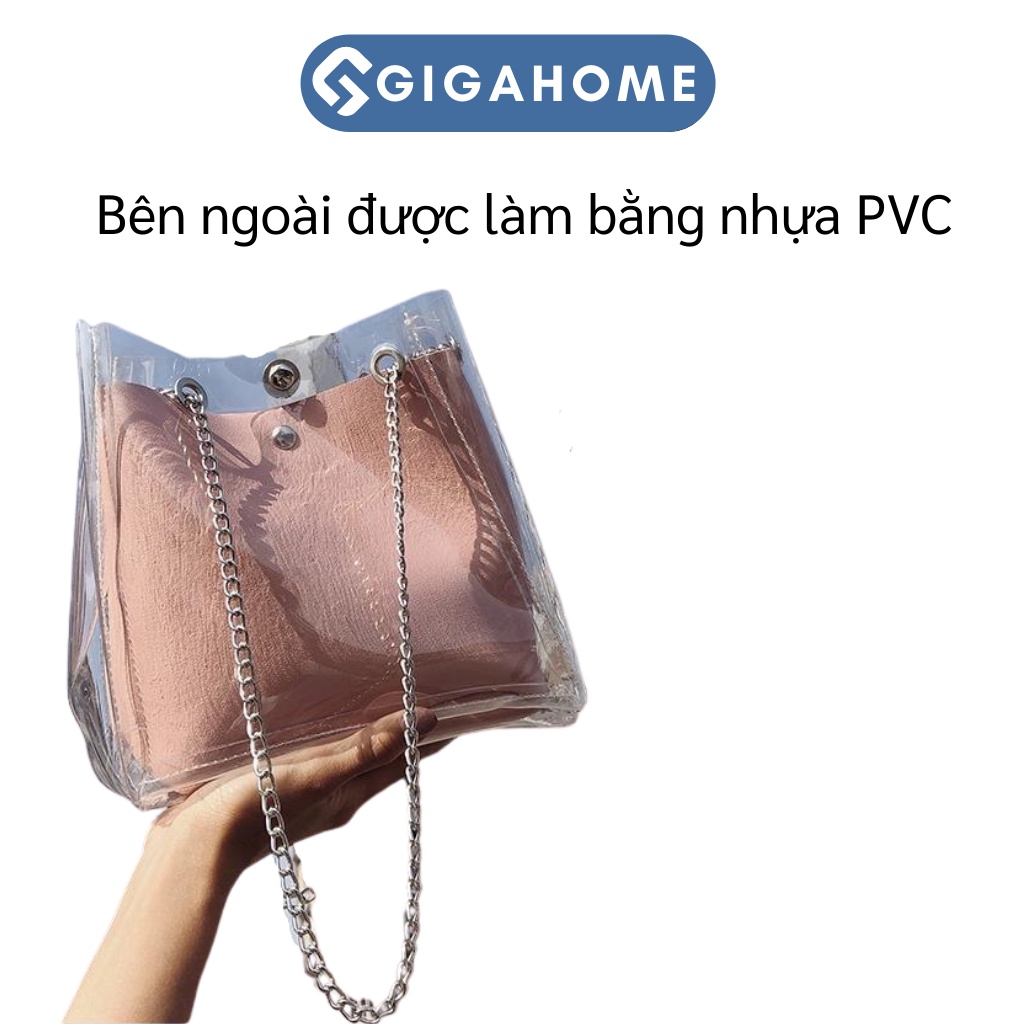 Túi Xách Nữ Đeo Chéo Công Sở, Dạo Phố 2 Lớp Da Pu Trong Suốt Cá Tính GIGAHOME 7904