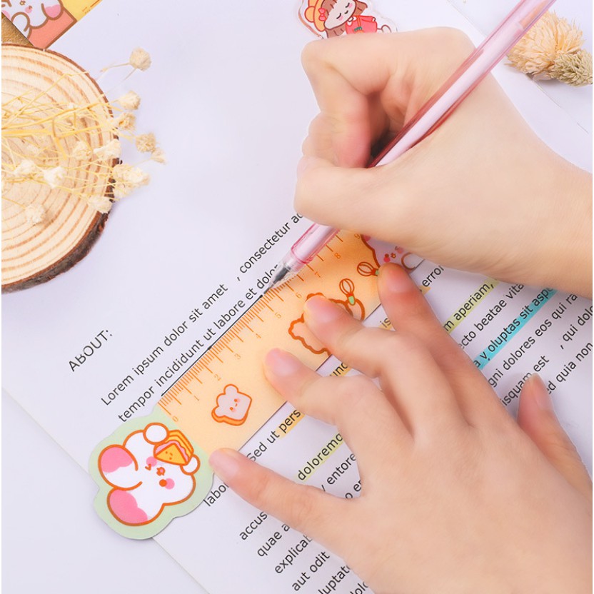 Thước kẻ cute 15cm bằng nhựa dẻo, in hình thú cưng siêu dễ thương giá rẻ