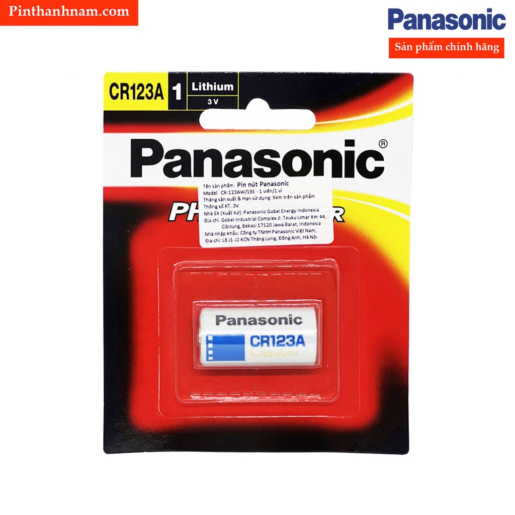 Pin CR123A Panasonic lithium 3V vỉ 1 viên chính hãng