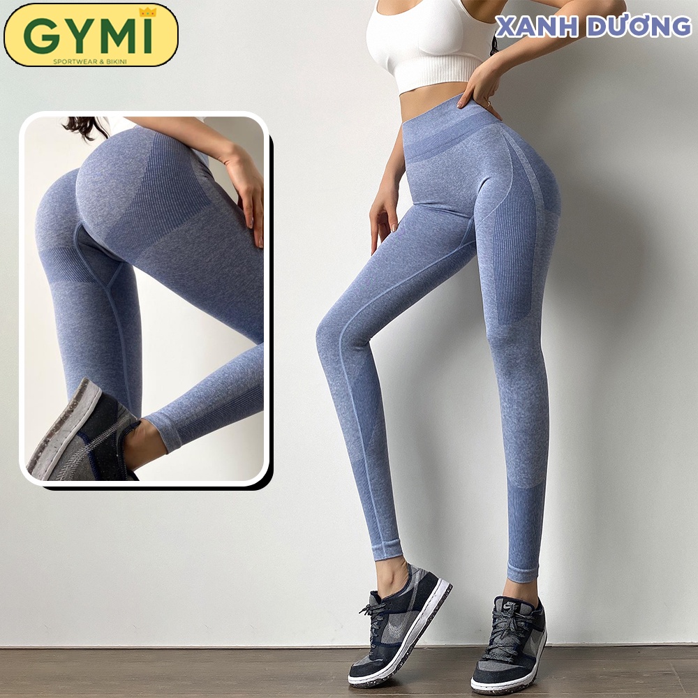 Quần tập gym yoga nữ chun mông GYMI QD39 dáng legging thể thao chất dệt co giãn vân ẩn ống quần MITAOGIRL