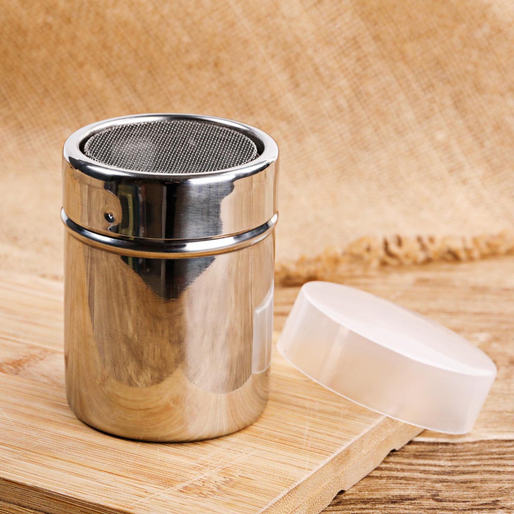 Hũ rắc bột inox socola matcha cacao có nắp đậy Powder dispenser