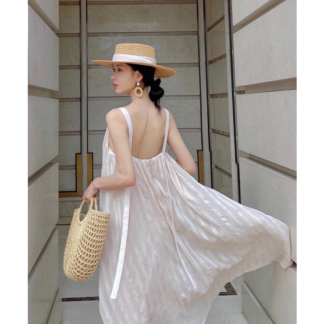 Jane Đầm suông đi biển sọc hoa văn sang trọng C272