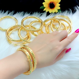 Vòng tay cưới chạm rồng phụng mạ vàng 24 cao cấp ( có tặng kèm hộp nhung đỏ đựng ) 1 vòng