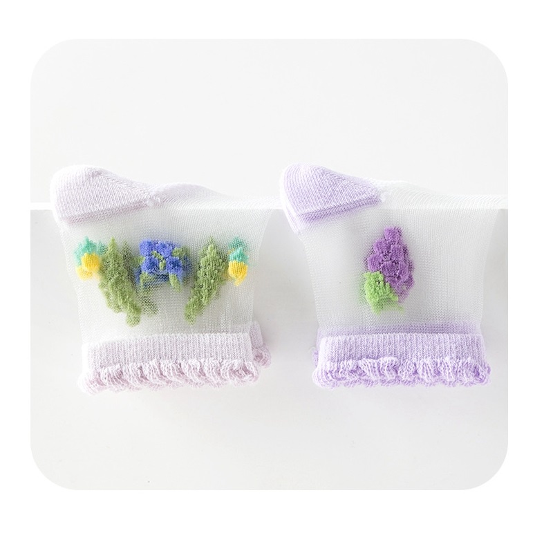 Set 5 Đôi Vớ Cotton Siêu Mỏng Họa Tiết Trái Cây Hoạt Hình Dành Cho Bé Gái 1-12 Tuổi