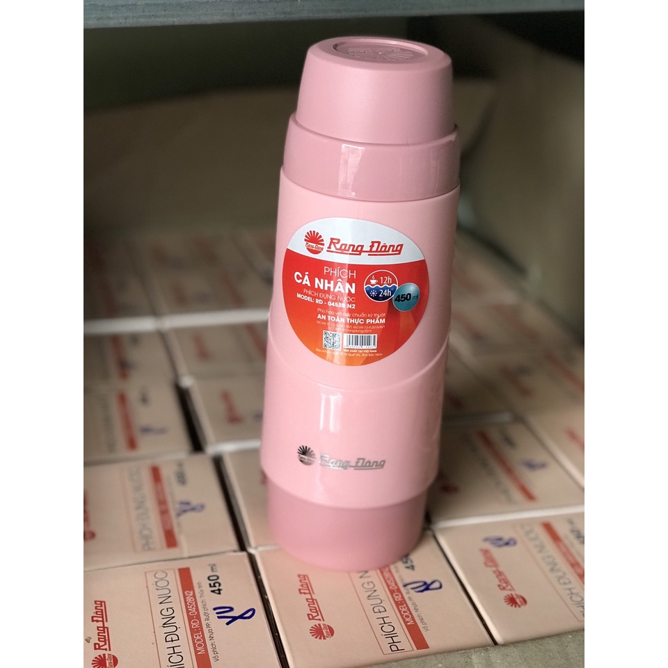 Phích nước mini Rạng Đông, bình giữ nhiệt đựng nước nóng cầm tay 450ml, Model RD 04528