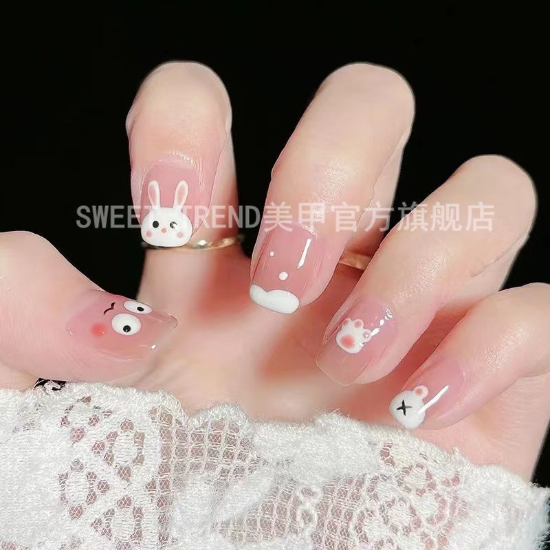 Miếng dán trang trí móng tay nghệ thuật STZPRONAIL gấu/ thỏ hoạt hình đáng yêu xinh xắn