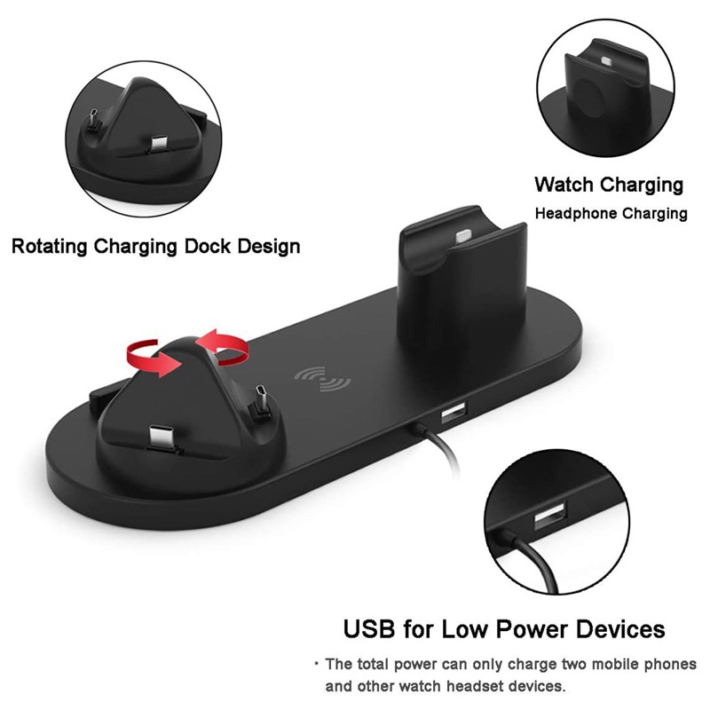 High Quality 6 in 1 Phone Wireless Charger Stand USB Type-C for iPhone Airpods