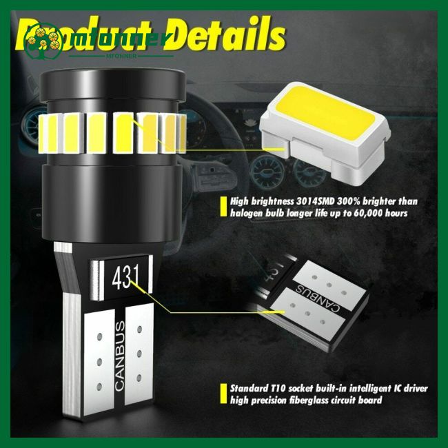 Set 2 Bóng Đèn Led T10 12v 5w Ánh Sáng Trắng Dành Cho Ô Tô