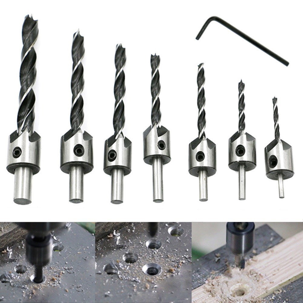 Bộ 7 mũi khoan âm vít gỗ 2 tầng 3mm đến 10mm