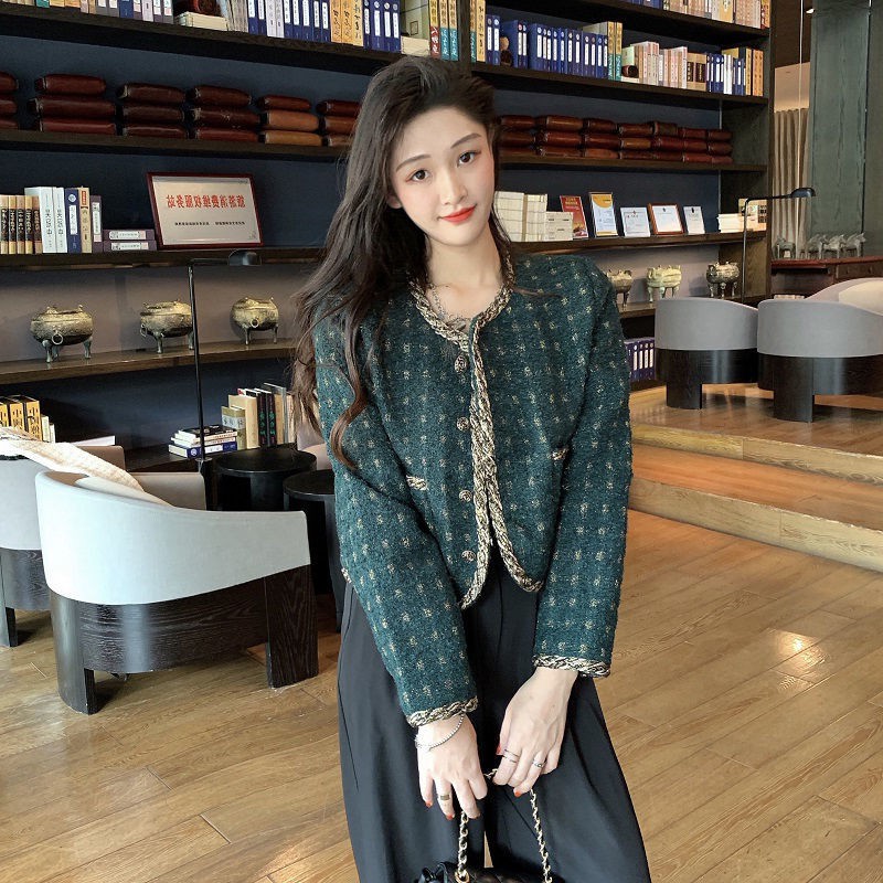 Ảnh thật 3 hình cuối-2W78.Áo khoác Tweed ngắn phong cách Hàn Quốc