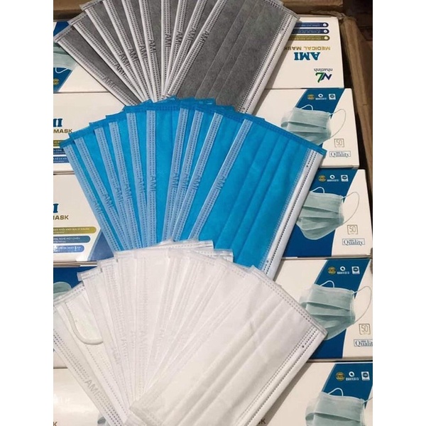 Khẩu trang y tế ami 4 lớp kháng khuẩn xám / đen /trắng | BigBuy360 - bigbuy360.vn
