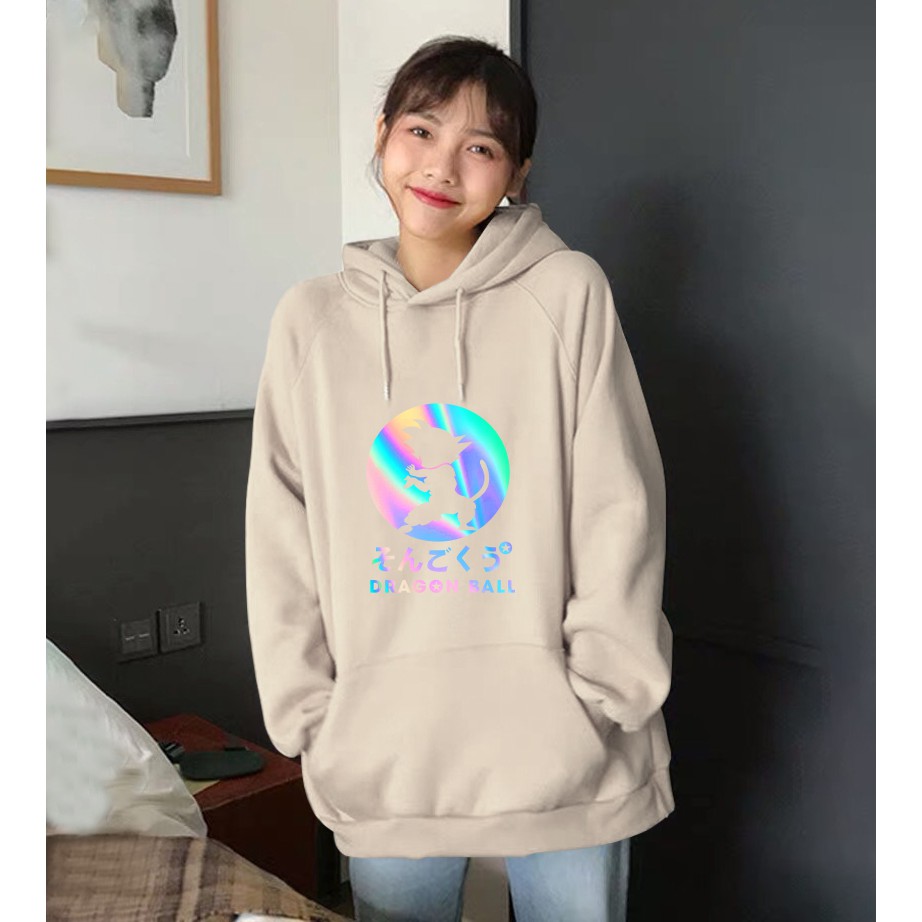 Áo khoác nỉ hoodie phản quang in hình DRAGON BALL Freesize dưới 75kg màu đỏ tươi, True Store đảm bảo, KN33