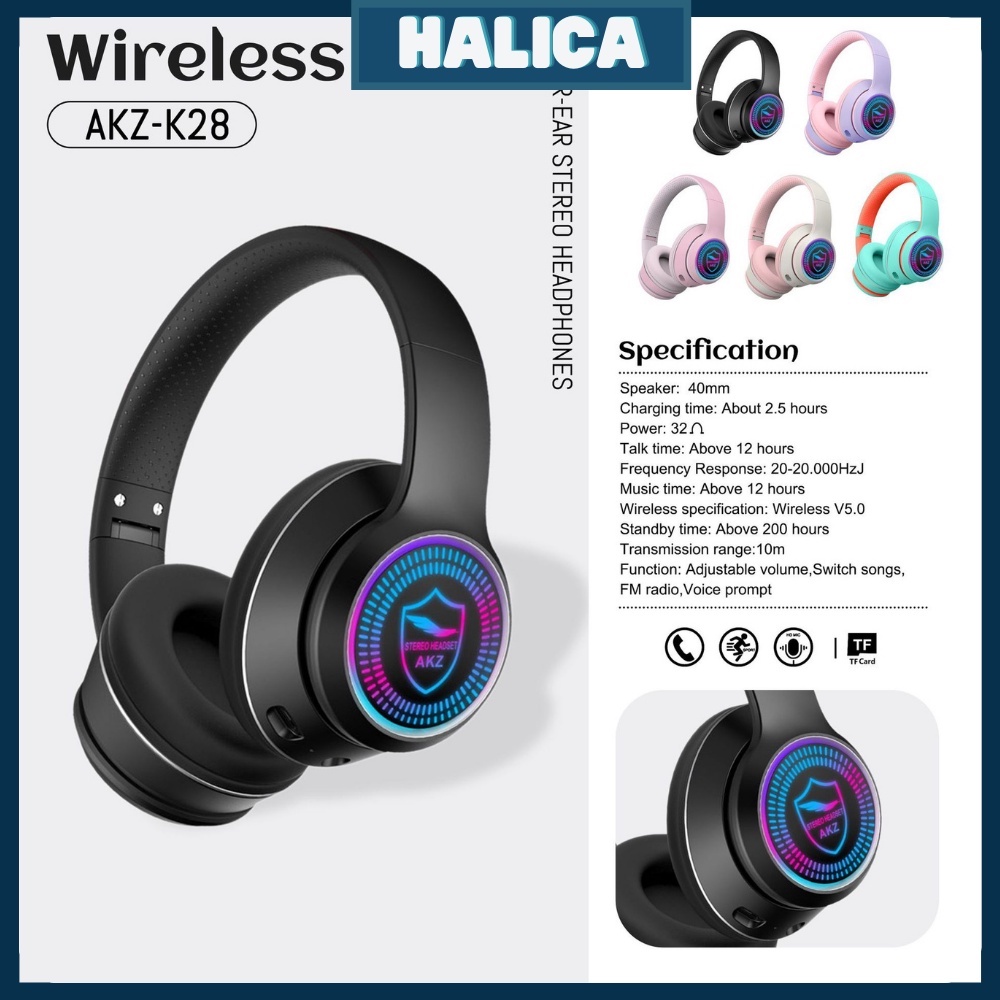 Tai Nghe/Headphone Bluetooth 5.0 K28 Tích Hợp Đèn LED Phát Sáng Chất Lượng Âm Thanh Nổi Kiểu Dáng Sành Điệu