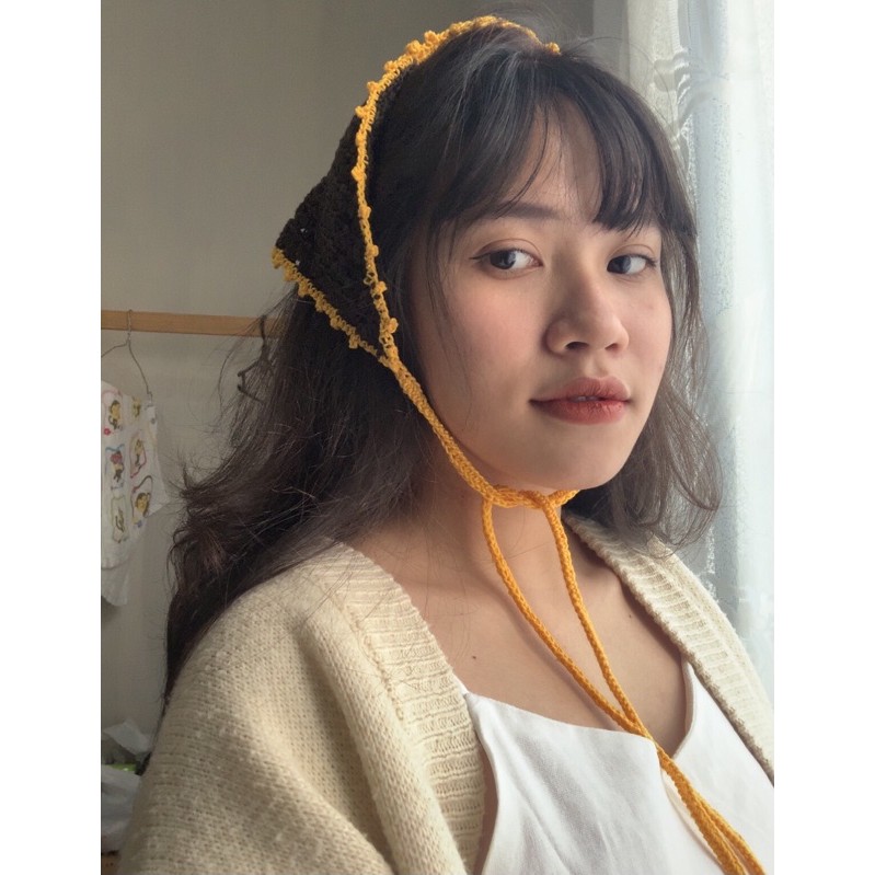 BANDANA CỘT TÓC ĐAN TAY BẰNG LEN