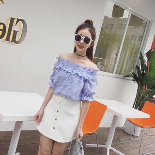 Áo sơ mi trễ vai hàn Quốc siêu xinh