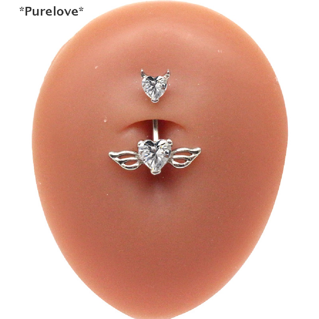 [Purelove] Khuyên Rốn Đính Pha Lê Hình Trái Tim Đôi Cánh Thời Trang