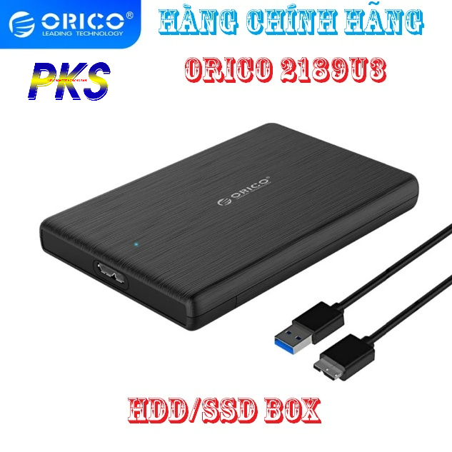 [Kèm dây cáp] Box ổ cứng HDD/SSD SATA 2.5 inch USB 3.0 Orico 2189U3 - Hàng chính hãng