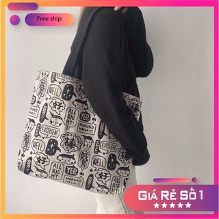 Túi tote nữ vải canvas túi vải canvas nữ họa tiết