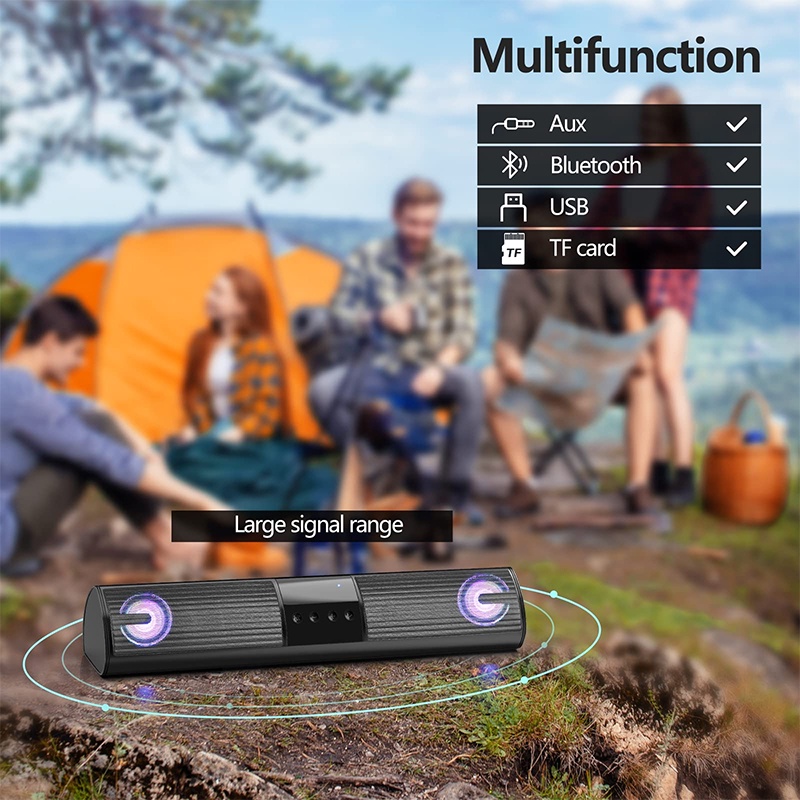 Loa bluetooth A2，Loa có đèn LED mới nhất 2 loa Bass mạnh âm thanh đỉnh, hỗ trợ đài TF, FM, USB, BT, AUX.