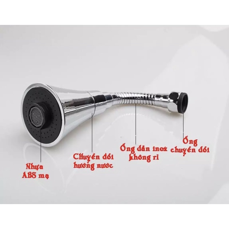 Đầu nối vòi rửa bát 2 chế độ cần cứng quả loe cho các loại vòi