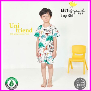 Bộ cộc tay cho bé trai VẼ KHỦNG LONG - Thương hiệu Unifrend Hàn Quốc - 100% Cotton Thoáng mát _ Topkid