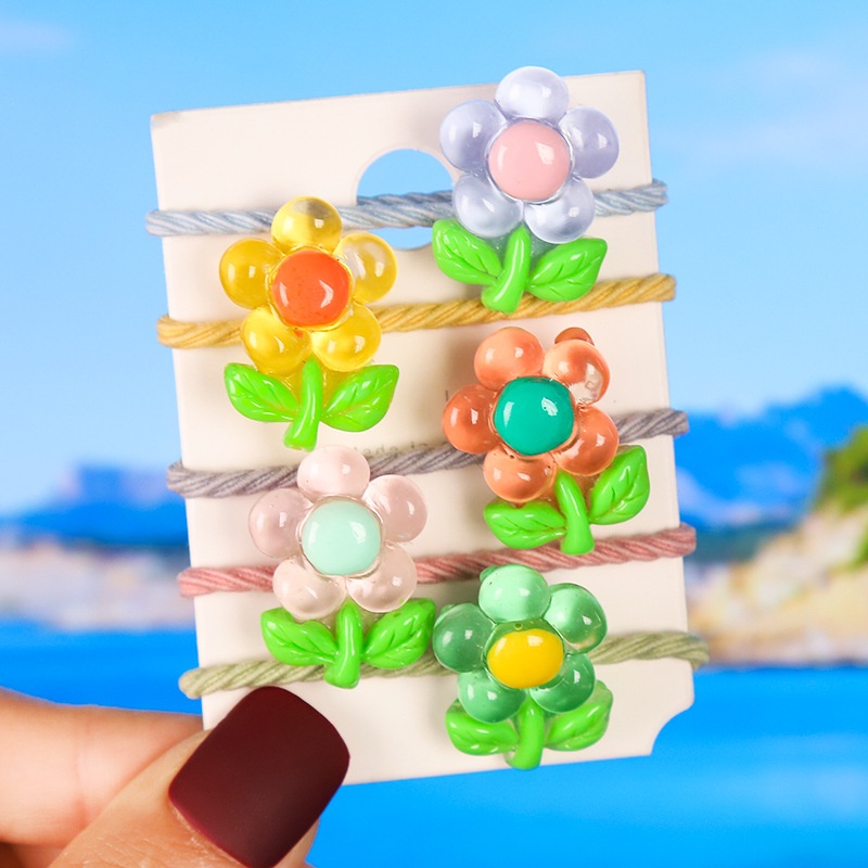 Bộ Dây Buộc Tóc Co Giãn Hình Khủng Long Hoạt Hình Dễ Thương Cho Bé Gái