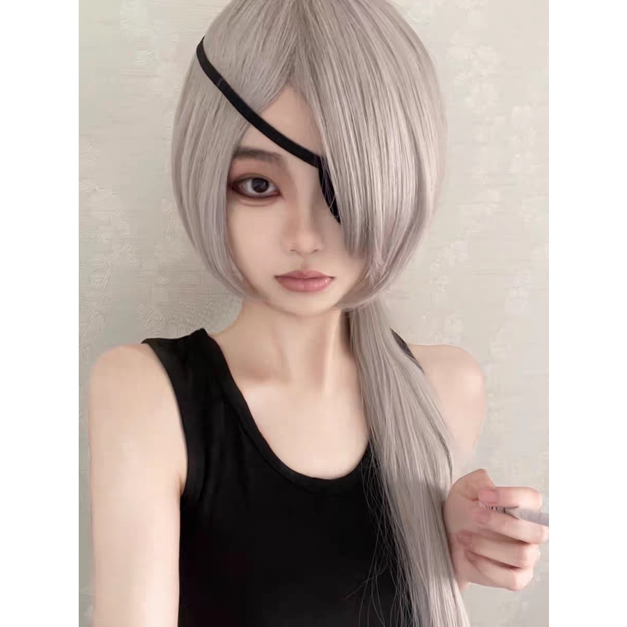 Wig/tóc giả nữ xám bạc cosplay Quanxi Chainsaw Man
