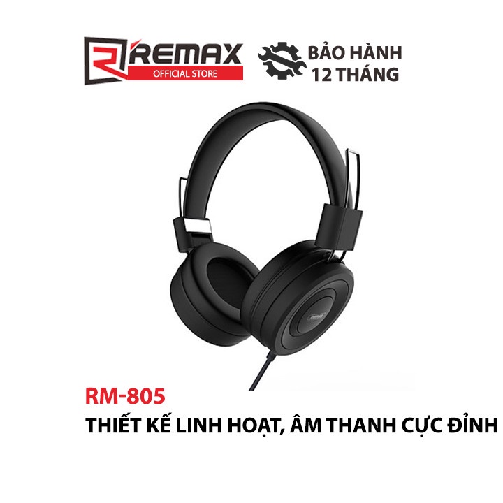 [Mã BMBAU50 giảm 7% đơn 99K] Tai nghe chụp tai có dây Remax RM-805 1 jack 3.5mm