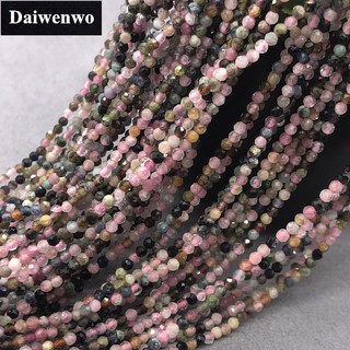 Chuỗi hạt đá tourmaline tự nhiên đầy màu sắc 2 / 3 / 4mm
