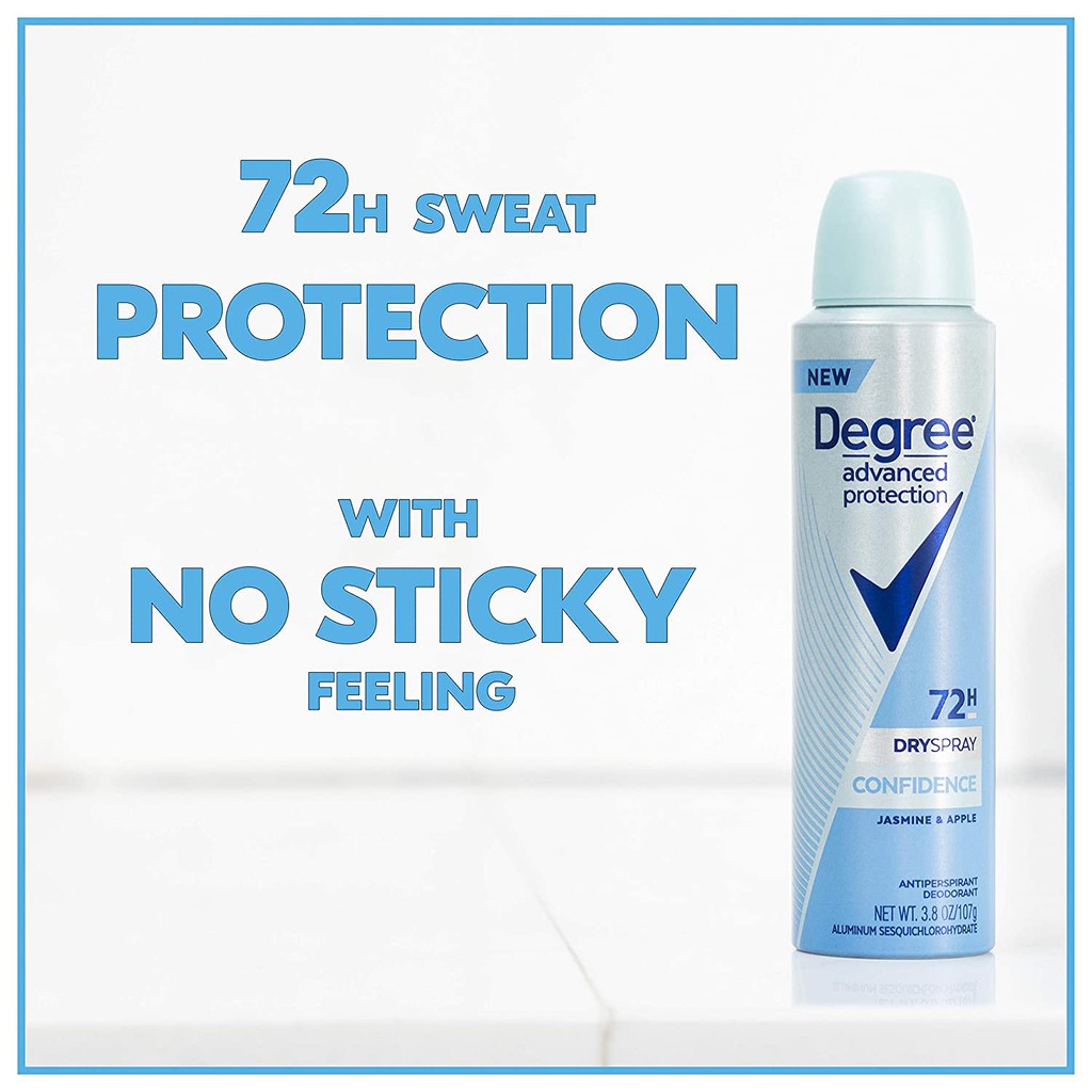 Xịt khử mùi nữ Degree Advanced Protection Antiperspirant Deodorant Spray 72 HR Wetness Protection 107g (Mỹ)