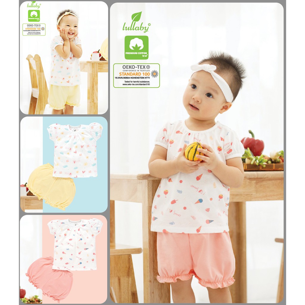 (6 tháng->4 tuổi) Bộ bé gái cánh tiên Lullaby 100% cotton cao cấp (NH627P)