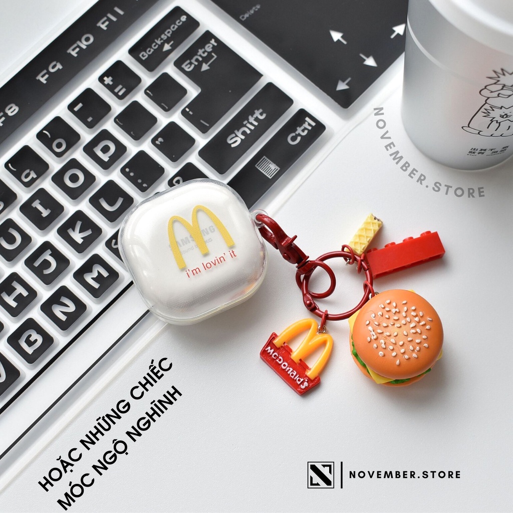 Ốp case dẻo trong suốt có in hình cho Samsung Galaxy Buds2 Pro / Buds 2 / Buds FE / Buds Pro / Buds Live - Tặng kèm móc