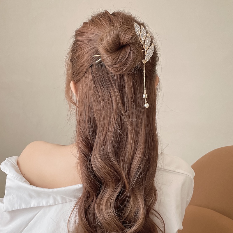 Trâm cài tóc chữ U đính lông vũ duyên dáng hợp thời trang