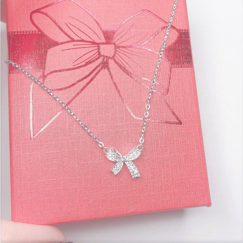 Dây chuyền nữ bạc ta Evasilver, mặt hình lơ xinh xắn, vòng cổ bạc đính đá sang trọng