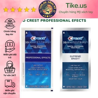 Miếng dán trắng răng crest 3d white professional effects, supreme bright - 1 gói chính hãng crest 3d whitestrips