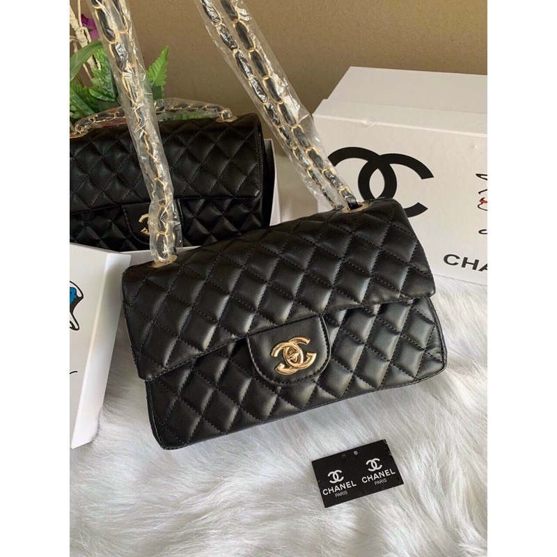 Túi xách nữ classic size 18 thêu ô lót đỏ nhiều ngăn