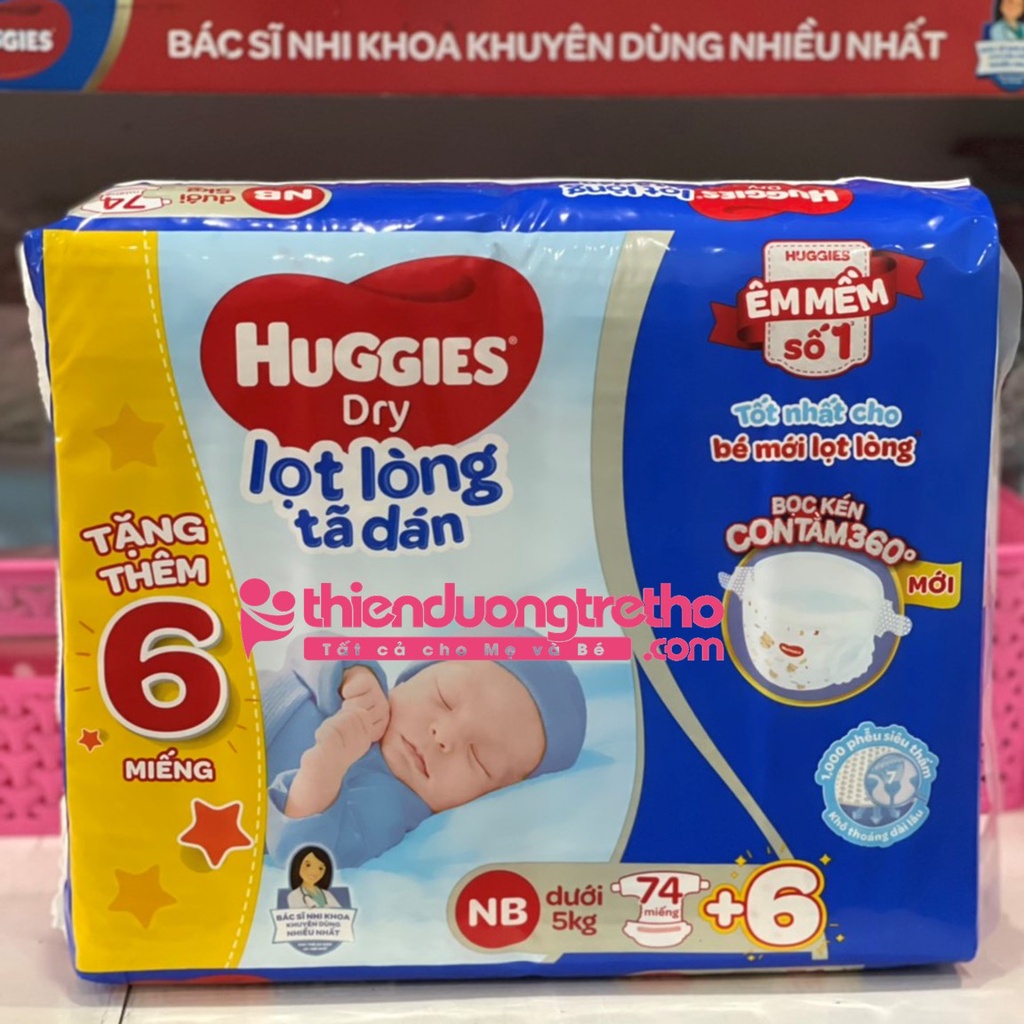 [Chính Hãng Tặng Khăn Ướt] Tã Dán Sơ Sinh Huggies NB 74 Miếng