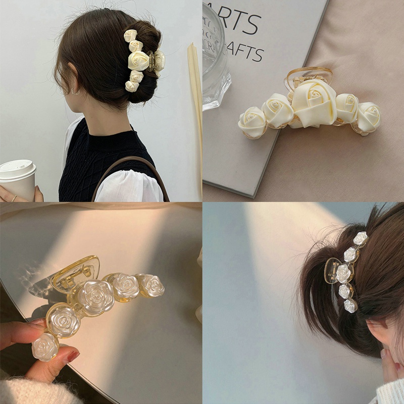 Kẹp Tóc Nhựa Hình Hoa Hồng Phong Cách Vintage Cho Nữ timetunnel
