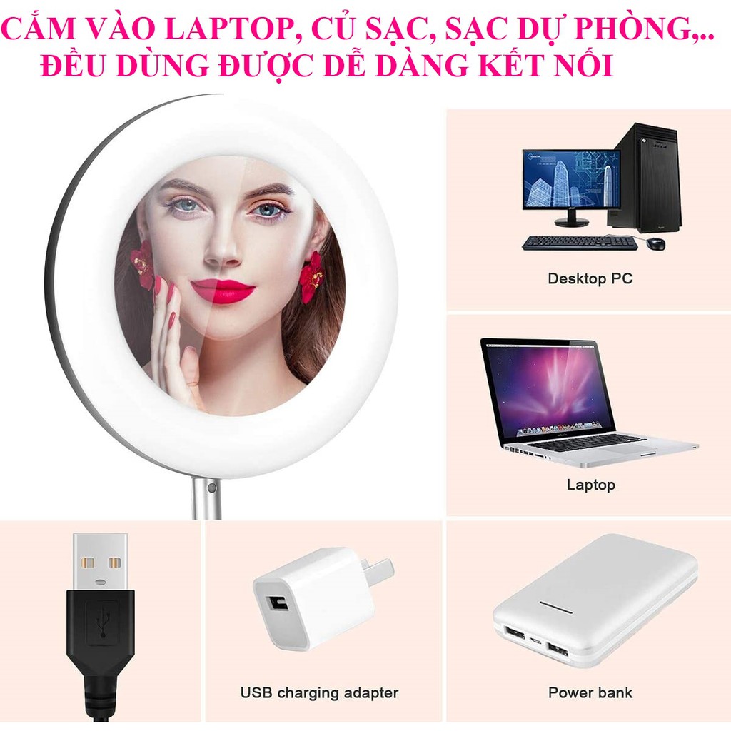 Đèn livestream để bàn đèn livestream đèn livestream mini đèn live đèn makeup gương giá đỡ điện thoại bảo hành 12 tháng