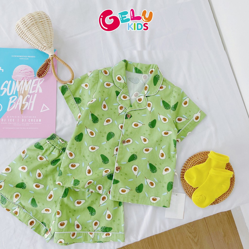 Pijama cho bé, Bộ pijama GELU KIDS họa tiết quả bơ dễ thương chất liệu thô mềm mát  - SBU003