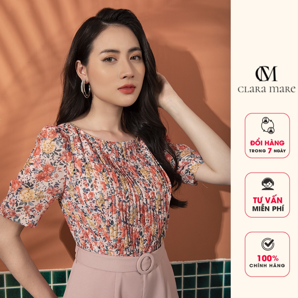 Jumpsuit Dài, Phối Hoạ Tiết Thân Trên, Xếp Ly Thân Trước, Có Túi, Phong Cách Công Sở, Đi Chơi Clara Mare - JUM3002