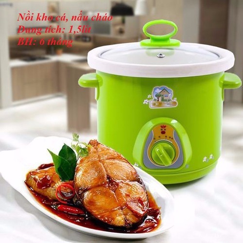 Nồi kho cá, nồi nấu cháo điện đa năng 1.5L - Nồi kho cá, nồi nấu cháo điện